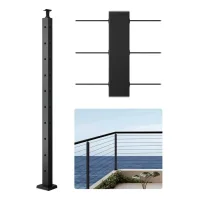 Poste cable railing 91 x 2,5 x 5,1 cm acero inoxidable negro esquina