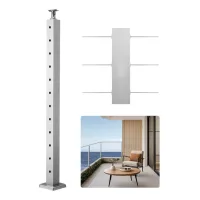 Poste barandilla con cables de acero 107 x 5,1 x 5,1 cm ox