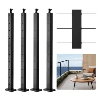 Soporte de cable 4 unidades 91 x 2,5 x 5,1 cm, acero inoxidable negro preperforado