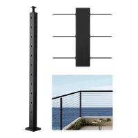 Poste de cable acero inoxidable 107 x 5,1 x 5,1 cm esquina negro