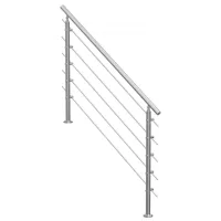 Pasamanos exterior 150 cm acero inoxidable, 5 travesaños, kit instalación