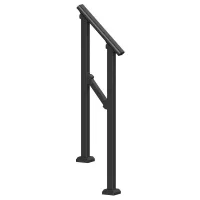 Barandilla de acero para 1–2 escalones, kit de instalación, negro
