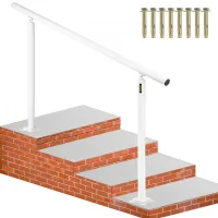 Barandilla escaleras 152,4 cm, aluminio blanco, ajustable 0–5 peldaños