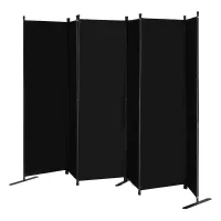 Biombo de 6 paneles, separador portátil, negro