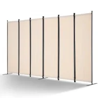Biombo sala 6 paneles plegable privacidad beige