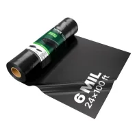 Plástico de protección 7,32 m x 30 m, 6mm, polietileno negro en rollo