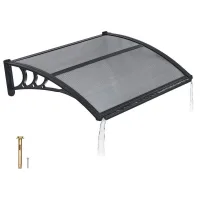 Marquesina para puerta 76 x 99 cm en policarbonato gris con soporte
