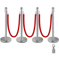 Set de 4 postes de control con cuerda roja de 1,5 m