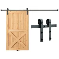 Kit puerta corredera de granero 2,44 m carga máxima 149,7 kg