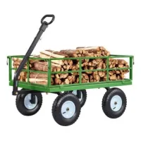 Carretilla de jardín de acero, capacidad 544 kg, ruedas todoterreno 33 cm, laterales desmontables