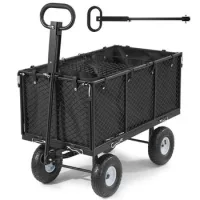 Carretilla de jardín de acero, capacidad 544 kg, neumáticos 25 cm, laterales desmontables