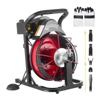 Máquina desatascadora tubos 15 m x 8 mm, 4 cortadores, pedal neumático
