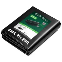 Lona plástica 0,15 mm, 3,05 x 7,62 m, polietileno negro resistente