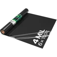 Lámina plástica negra 0,1 mm, 1,83 x 30,48 m, polietileno resistente