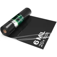 Lona plástica 0,15 mm, 6,1 x 30,48 m, pe negro resistente