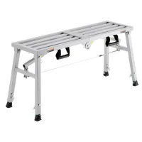 Plataforma de trabajo ajustable, aluminio, 3 alturas, 180 kg, plegable