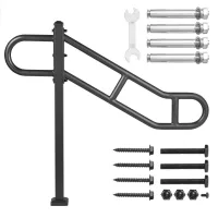Pasamanos exterior de acero al carbono, 103 cm, para 1–3 escalones