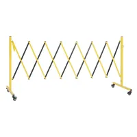 Barrera de seguridad extensible 3,82 m con ruedas con freno, plegable