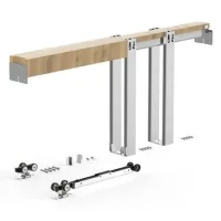 Kit de puerta corredera empotrada 81,3 cm, acero galvanizado, cierre suave