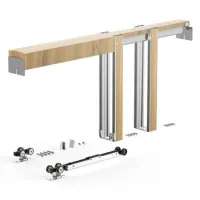 Kit de puerta corredera empotrada 71 cm, acero galvanizado, cierre suave