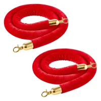 Corda de terciopelo rojo, 1,5 m, ganchos metálicos dorados, resistente
