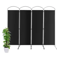 Biombo plegable 4 paneles separador de espacios tela 221x188 cm negro