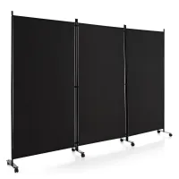 Biombo separador 3 paneles con ruedas pantalla privacidad 180cm alto divisor