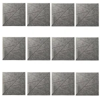 Paquete de 12 paneles de pared autoadhesivos e insonorizantes creativos de fibra de poliéster, 30 x 30 x 0,9 cm, gris oscuro