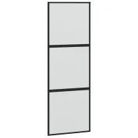 Puerta corredera negra de aluminio con cristal templado, 76x205 cm.