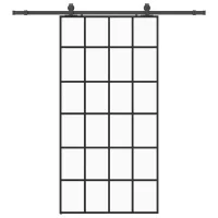 Kit de herrajes para puerta corredera, negro, 102x205cm, cristal esg - pangivo