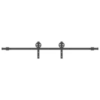 Kit de herrajes para puerta corredera de 200 cm, acero negro.