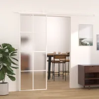Maison exclusive - puerta corredera esg vidrio y aluminio blanca 76x205 cm