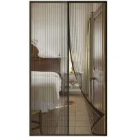 Mosquitera para puerta de ventana magnética, cortinas pantalla de insectos, mosquitera para ventanales (110x210cm, negro)
