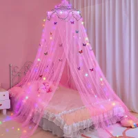 Mosquitera luminosa led, decoración de habitación de princesa con estrellas y mariposas, rosa, 60 x 250 x 850 cm (puerta simple)