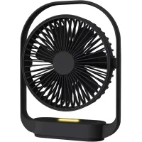 Ventilador silencioso usb recargable con 4 velocidades, ventilador de mesa muy silencioso, con luz nocturna, portátil negro