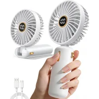 Ventilador portátil pequeño recargable por usb, silencioso, ventilador de mano, ventilador de escritorio, cara, viaje externo (blanco)