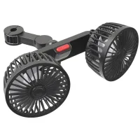 Ventilador ajustable de 360 grados para la luneta trasera del coche, ventilador usb de doble cabezal, ventilador de 3 velocidades.