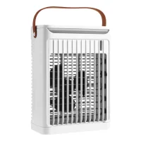 Ventilador portátil, mini ventilador personal, 5 velocidades de viento, ventilador evaporativo de 680 ml, 7 luces led (blancas).