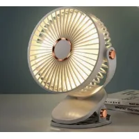 Ventilador recargable con abrazadera robusta, funcionamiento silencioso (menos de 36 db(a)) y rotación de 360°. (blanco, 210 x 70 x 170 mm)