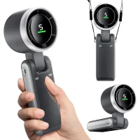 Mini ventilador plegable portátil, recargable por usb, 5 velocidades, pantalla digital, ideal para viajes y camping, color negro
