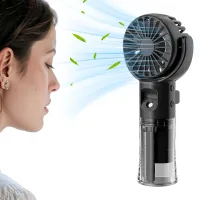 Ventilador portátil nebulizador | ventilador de mano recargable - refrigerador portátil de 4 velocidades, para mochileros, color negro