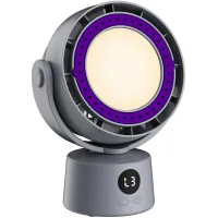 Ventilador de sobremesa, silencioso, sin aspas, de 6 velocidades, pequeño ventilador circulador de aire para interiores, color gris.