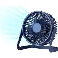 Ventilador de mesa, pequeño ventilador usb portátil, 2 velocidades, rotación de 360 grados, ideal para trabajar o estudiar (azul), 6.5 pulgadas