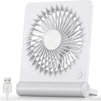 Ventilador de mesa, pequeño ventilador usb, potente y silencioso, 3 velocidades ajustables, blanco