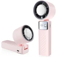 Ventilador portátil, miniventilador recargable de 4000 mah, pequeño y silencioso, con turbina (1-199), ideal para deportes y viajes (rosa)