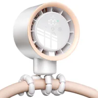 Ventilador de clip, miniventilador portátil silencioso con pantalla led para , cuna y viajes (blanco)