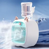 Ventilador de refrigeración evaporativa recargable por usb, ventilador de escritorio con nebulizador y 3 velocidades - azul