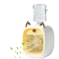 Ventilador de refrigeración evaporativa recargable por usb, ventilador de escritorio con nebulizador y 3 velocidades - amarillo