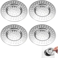 4 piezas de filtro de drenaje de acero inoxidable, orificios para fregadero, fregadero de acero inoxidable, filtro para cabello en ducha
