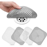 Paquete de 4 filtros de desagüe de silicona, filtro de fregadero con ventosa, filtro de desagüe para bañera